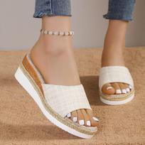 Plus Size Women's Wedge Flip-Flops with Open Toe 37