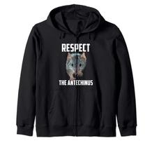 A zip-up hoodie that pays homage to the humor of Antechinus, the funny marsupial mouse.