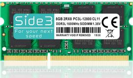 Side3 Laptop Memory, DDR3L-1600 PC3L-12800, Samsung Chip, SO-DIMM 204-pin (8GB x 1)