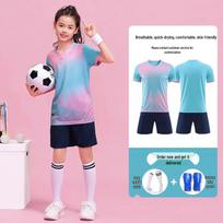 Kids' Sports Uniform Set: Football, Jump Rope, Badminton Team Jerseys with Printed Numbers for Competition and Training L ežero mėlyna spalva
