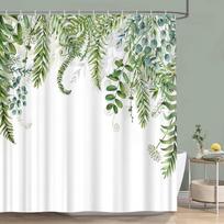 Tropical Palm Leaves Shower Curtain Set Green Plant Leaves Leaf Pumpkin Red Truck Halloween Christmas Decor Bathroom Curta (as the picture,120x180cm-47x70in)