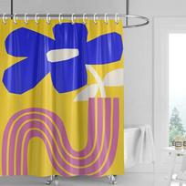 Abstract Art Shower Curtain Waterproof Eco-Friendly Fabric -Vibrant Geometric Patterns for Modern Bathroom Decor Easy to Install (as the picture,120X180cm)