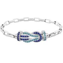Large Stainless Steel Diamond-Inlaid Fred Ben Ming Nian Couple Bracelet 17cm (Hand circumference up to 16cm)