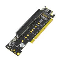 Dual NVMe PCIe Adapter, PCIe 4.0 x16 to Dual NVMe and 1x PCIe x16 (x8 signal) adapter for M.2 NVMe SSD (PCI-e bifurcation required)