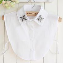 Women's Fake Collars: Korean Style Crystal Four-Leaf Clover Chiffon Shirts