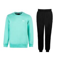 Skechers Solid Color Fleece Thick Loose Round Neck Pullover Sweatshirt And Long Pants Two-Piece Casual Sports Suit L324M157-000U+L324M154-0018 XL