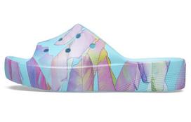 Crocs Classic Platform Palm Print Slide 'Blue Multi Color' Women's 208607-4NQ 34-35
