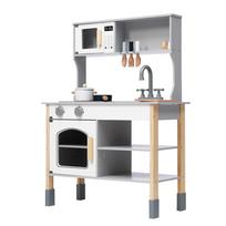 OSJ Wooden Play Kitchen Set, Birthday Gift, Educational Toy for Children, Storage, Mini Stove Kitchen, Toy Kitchen, Baby Gift Box Included, White