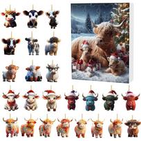Christmas Blind Box Countdown Calendar With Cow Motif For Holiday Gift Giving Style A