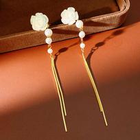 18k Gold-Plated Pearl Flower Tassel Ear Cuff: Luxurious, Versatile, Fashionable Earring
