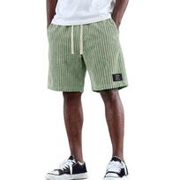 Men Corduroy Shorts Classic Relaxed Fit Drawstring Waistband with Patch Label Vintage Style Casual Wear for Everyday Use L juoda