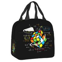 Custom Math Rubiks Player Cube Math Lovers Resuable Lunch Box Women Waterproof Cooler Thermal Food Insulated Lunch Bag Children 22x20x13cm