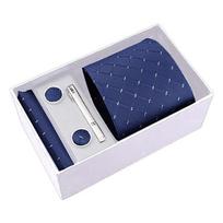 GLO-STORY Men's 8CM Business Tie Set with Cufflinks & Pocket Square