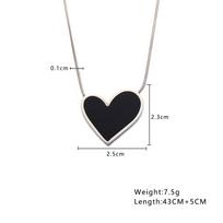 Black Heart Mother-of-Pearl Pendant Necklace - Versatile Heart-Shaped Sweater Chain for Women
