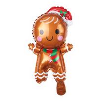 Practical-60PCS Christmas Balloons Aluminum Foil Small Balloon Xmas Tree Gingerbread Man Santa Birthday Party Holiday Decora NONE