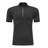 Men's Quick-Dry Half-Zip Fitness T-shirt - Summer Short Sleeve Running Top L pilka
