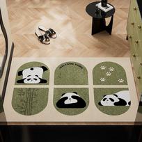 Cartoon Panda Entry Silk Circle Floor Mat Puppy Kapibara Entry Door Foot Mat Door Porch Non-Slip And Wear-Resistant Door Mat 40*60cm