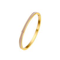 Gold Stainless Steel & Epoxy Resin Women's Bracelet - High Color Retention & Fashionable Titanium Steel Bangle.