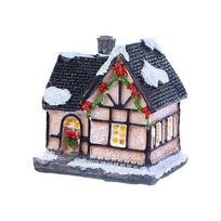 New Year Fairy Garden Luminous Figurine Mini Resin Craft Ornament Christmas Decoration LED Light Village House