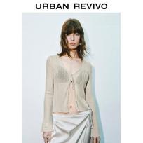 UR2026 Tie-Waist Contrast Stitch Knit Cardigan S