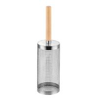 Stainless Steel BBQ Grill Basket with Wooden Handle for Even Cooking and Easy Handling Suitable for Outdoor Grilling and Barbecue Accessories One Size