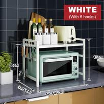 White / Black Adjustable Kitchen Microwave Oven Storage Rack Expandable Kitchen Storage Organizer Rack Cabinet Shelf
