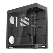 HAVN HS 420 Base Model Black Dual Chamber Mid-Tower ATX Pillarless Case with USB 3.2, Integrated Curved Tempered Glass Panel, and PWM Fan Hub