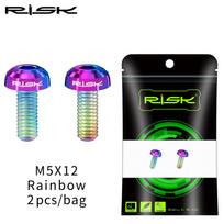 RISK M5x12mm Bicycle Water Bottle Cage Fixing Screws Titanium Alloy MTB Road Bicycle Bottle Holder Screws Air Pump Fixed Bolts RT014 Rainbow