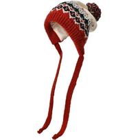 New Pompom Warm Hat Windproof Cold Proof Beanie Cap Thickned Knitted Ear Protection Hat Women raudona