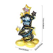 Fuuny Black Gold Graduation Balloon Standing 4D GRAD Foil Balloon Multifunctional Large Graduate Letters Balloon Party X&10inch