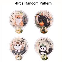 4Pcs Decorative Round Pocket Fan Cartoon Reflective Panda Fan Cute Handheld Fan  for Summer 4Pcs