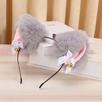 Adorable Plush Cat Ear & Fox Ears Headband - Soft, Fluffy, Cartoon Style for Girls