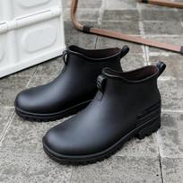 Unisex Waterproof Rubber Ankle Boots with Fleece Lining - Non-Slip and Lightweight for Outdoor Wear Size 35