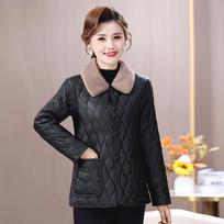 Chic Winter Fleece-lined Coat for Middle-aged & Elderly Women - Fashionable Leather-Feel, Loose Fit Top XL