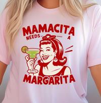 Mamacita Needs Margarita T-Shirt | Retro Cocktail Tee, Funny Shirt for Moms 2XL