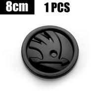8/9/10cm Carbon Fiber Badge Car Front Hood Emblem Tail Trunk Logo Sticker For Skoda Octavia Karoq Skoda S VII Fabia Kamiq Superb