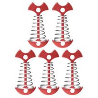 5Pcs Tent Spring Buckles Rustproof Corrosion Resistant Non-Slip Design Fishbone Tent Rope Tightener Cord Adjuster Tensioner raudona