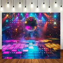Vibrant Neon Disco Backdrop - Colorful Retro 70s 80s 90s Design for Unforgettable Night Club Parties, Photoshoots 150x110cm