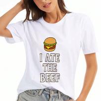 Burger I Ate The Beef Wounisex's Cotton T Shirt, Premium Cotton Print, Durable, Casual Fashion. This Comfy And Stylish Tee Features A Funny Burger Gra S
