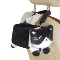 Soft Plush Cat Napkin Box Cat  Shape Wall Hanging Napkin Dispenser  Vehicle Mounted Style 1