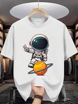 Hot Selling Unisex's Summer Graphic T-Shirt - Astronaut And Planet Design M