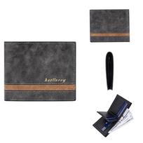 Baellerry Men's Fashion RFID Card Holder Horizontal Short Wallet Patchwork Billfold Textured Pu Leather Coin Purse juoda