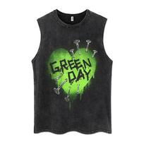 Summer Mens Vintage Sports Vest Anime Eye Print Tank Tops Street Casual Loose Sleeveless TShirt Washed Cotton Vest M