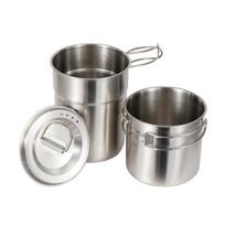 CLS Outdoor 2-Piece Camping Pot Set: Portable, Foldable 304 Stainless Steel for Travel & Mountaineering.