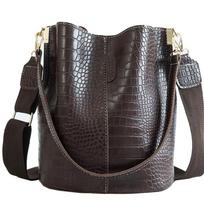 Women Crocodile Pattern Leather Bag Shoulder Messenger Handbag Bag CODE MIT kava