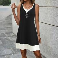 Ladies' Loose And Comfortable Casual Summer Fashion Elegant Vest Skirt Fake Two-piece Sleeveless Dress L juoda