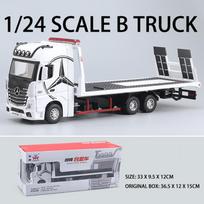 1/24 Scale Large Diecast Mercedes Benz 1851 Flatbed Trailer Truck Alloy Model Car Equipped Vehicle Simulation Sound & Light Toy for Kids balta