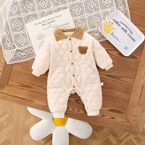 Newborn Fleece Romper - Quilted Cotton Bear Suit for Autumn/Winter Size 73