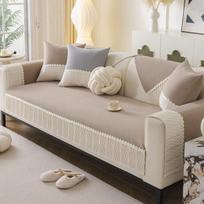 Sofa Cushion Premium Sense Chenier  New Four Seasons Universal Fixed Non-Slip Straight Row Leather Cushion Cover Cloth Cover 70*70cm