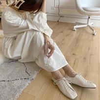 Fashion Spring Summer Vintage Soft Sole Single Women Square Toe Lace-up Solid Color Flat Shoes Light and Comfortable Casual 35